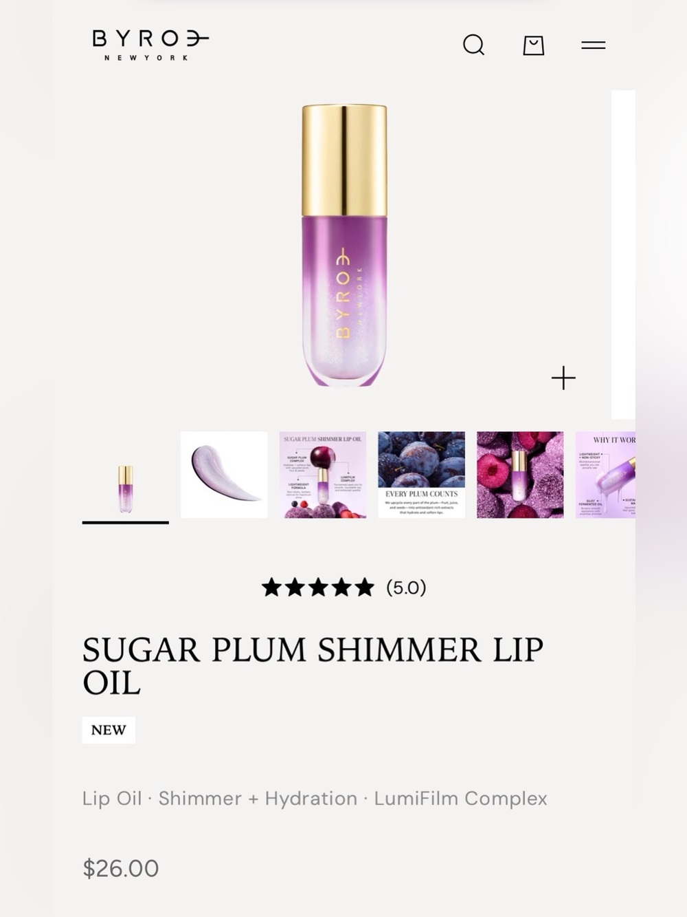 NIB ~ BYROE Sugar Plum Shimmer Lip Oil
$26 RV - Picture 8 of 9